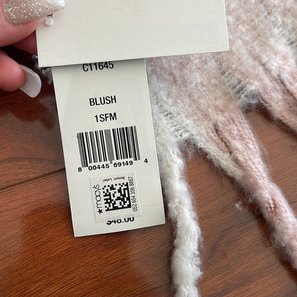 NWT Cejon Pink and Tan Plaid Blanket Wrap Tassel Scarf - Picture 10 of 11